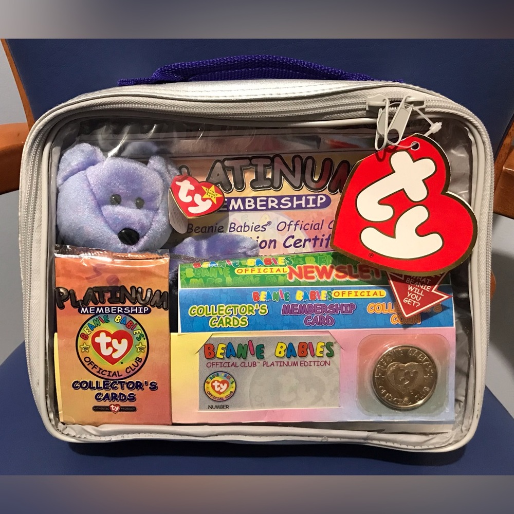 New,Rare, 1999 Beanie Babies Official Club Platinum Edition Collectible Case Kit
